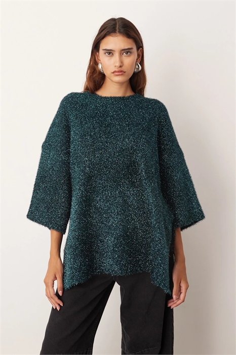 Объемная компактная трикотажная футболка с металлическим эффектом артикул 147820826