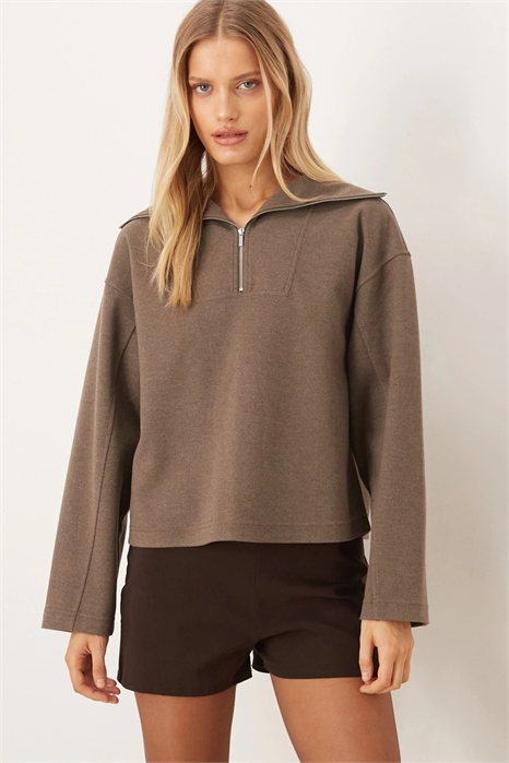 Толстовка с воротником-воронкой и полузастежкой-молнией артикул 154263530