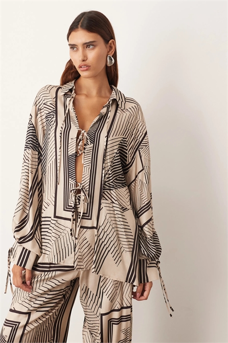 Рубашка с завязками спереди co-ord артикул 147406856