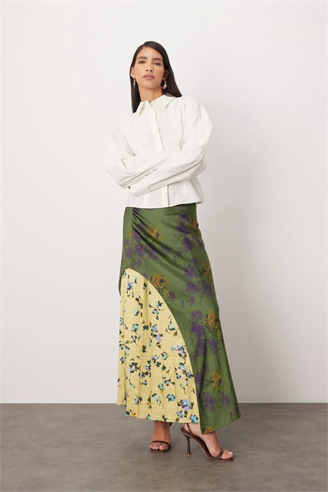 Юбка средней длины из атласа с плиссировкой артикул 148295178