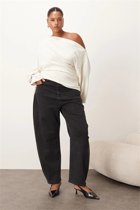 Джинсы Curve Eden с зауженными брючинами и высокой талией, с аппликациями Hotfix артикул 149548506