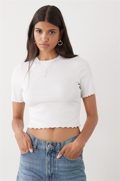 Футболка с ребристым краем из салата артикул 149553656