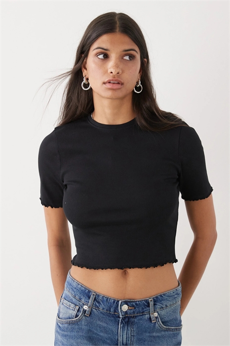 Футболка с ребристым краем из салата артикул 149553454