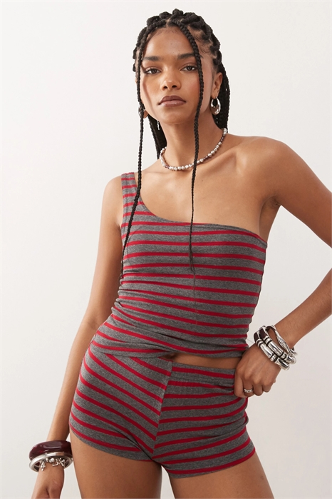 Топ с одним плечом в полоску артикул 147825236