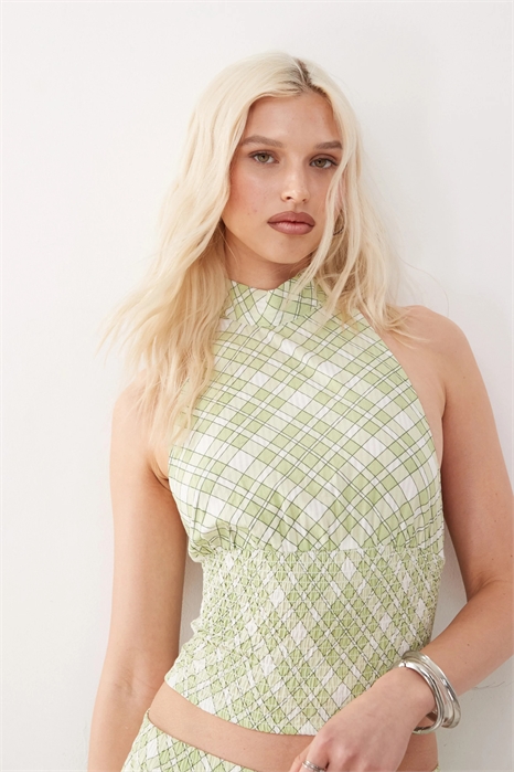 Топ с завязками на шее и сборками co-ord артикул 142435135