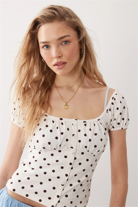 Топ с пуговицами в стиле «доярки» артикул 152236466