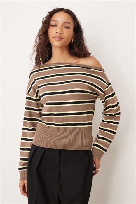 Джемпер Jalira Asym с открытыми плечами и полосками артикул 150836304