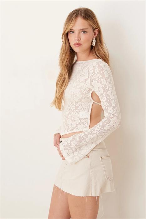 Топ с длинными рукавами и завязками на спине, связанный крючком из ткани «Халфи Хибискус» артикул 148920514