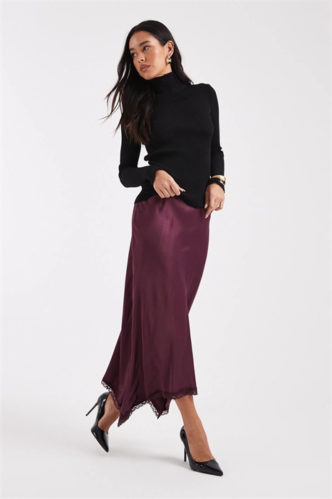 Юбка-миди из сатина с асимметричным подолом артикул 153151667