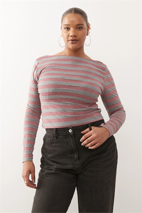 Топ с полосками и V-образным вырезом артикул 151704595