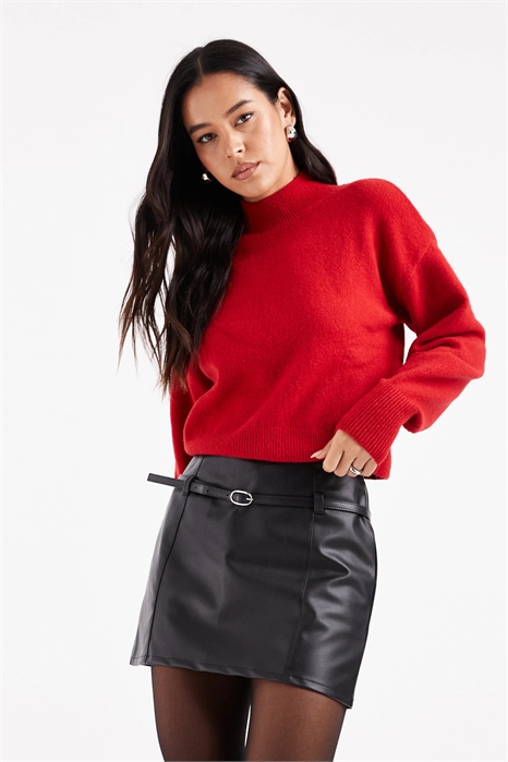 Микро-мини-юбка с ремешком из искусственной кожи артикул 152234311