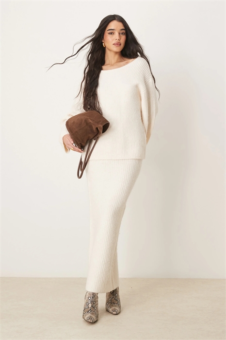 Свитер из толстой ребристой вязки с бантиком на спине co-ord артикул 140827401