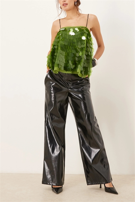 Прямые брюки с полиуретановым покрытием артикул 152934429