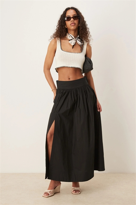 Макси-юбка из поплина с разрезом в виде воздушного шара артикул 147471322
