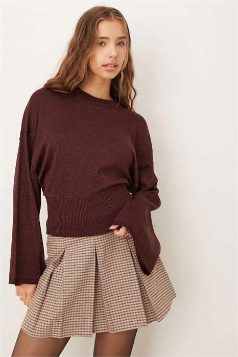 Свитер из тонкого трикотажа металлического цвета с широкими рукавами артикул 151782768