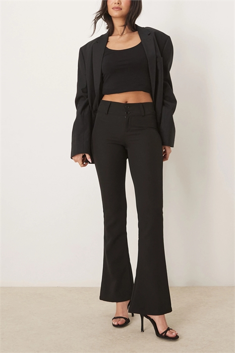 Брюки с заниженной талией, расклешенными брючинами и эластичным материалом артикул 141737503