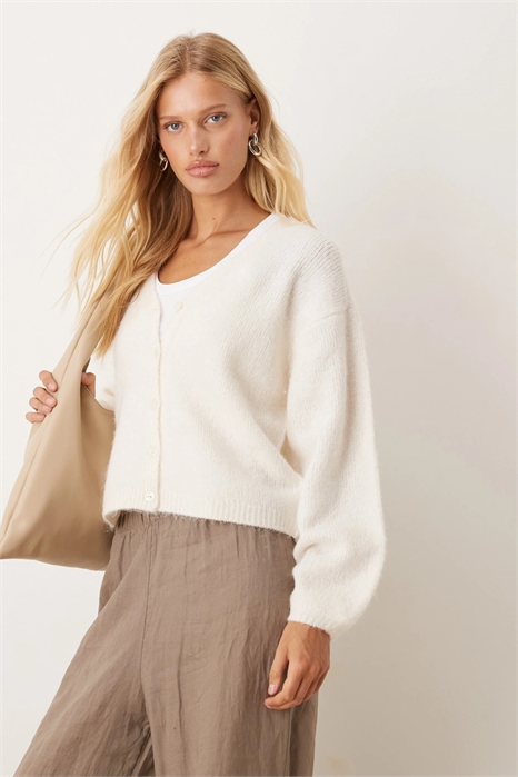 Вязаный кардиган из шерсти и альпаки с V-образным вырезом артикул 148379541