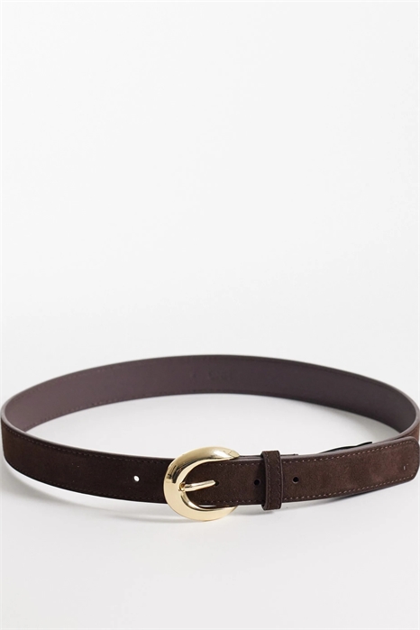 Классический ремень из 100% замши с золотой фурнитурой артикул 154312474