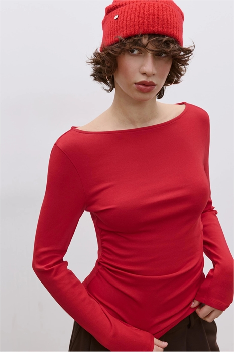 Футболка с длинным рукавом и сборками артикул 154867800