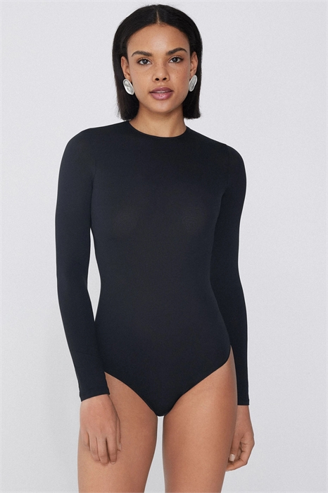 Легкий боди из микрофибры с длинными рукавами артикул 155278214