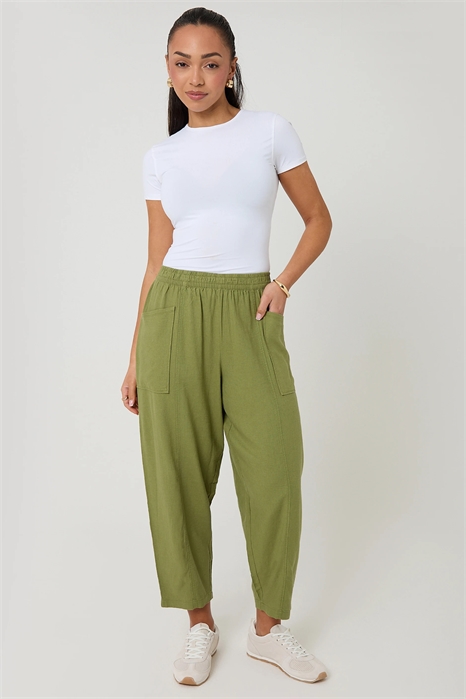 Брюки с расклешенными брючинами и карманами из смесовой ткани артикул 155550345