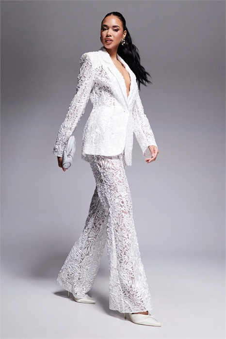 Брюки с расклешенными штанинами и кружевом co-ord артикул 135947251