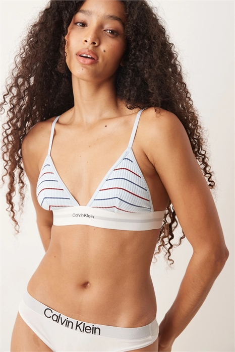 Бюстгальтер треугольной формы из хлопка и модала с ребристой отделкой, без подкладки артикул 148778385