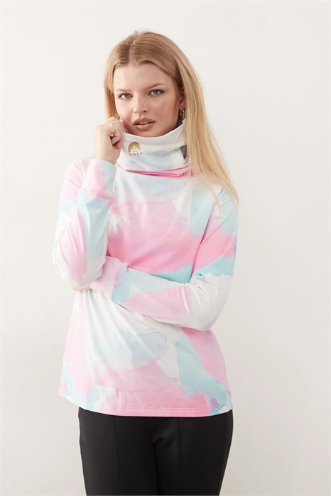 Женская термофутболка с высоким воротником, акварельный принт артикул 153760774