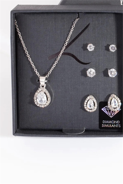 Комплект из серьг и колье с имитацией бриллиантов в форме груши артикул 139056327