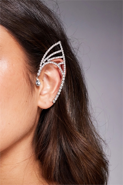 Одиночный серьга-манжета с украшением из искусственного кристалла артикул 150142568