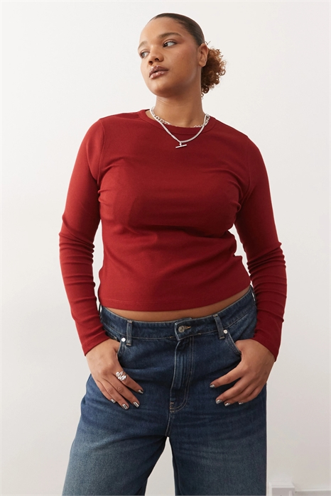 Плюс облегающая футболка с длинным рукавом артикул 150835165