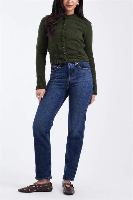 Джинсы-стрит с завышенной талией артикул 150049748