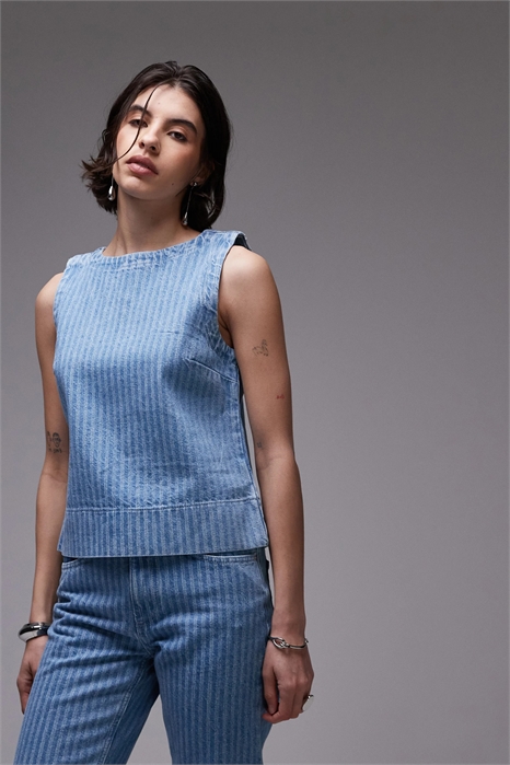 Топ из джинсовой ткани артикул 145749637