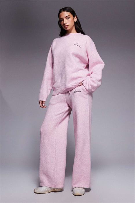 Брюки с широкими штанинами, с вязаным вышитым логотипом co-ord артикул 152903220