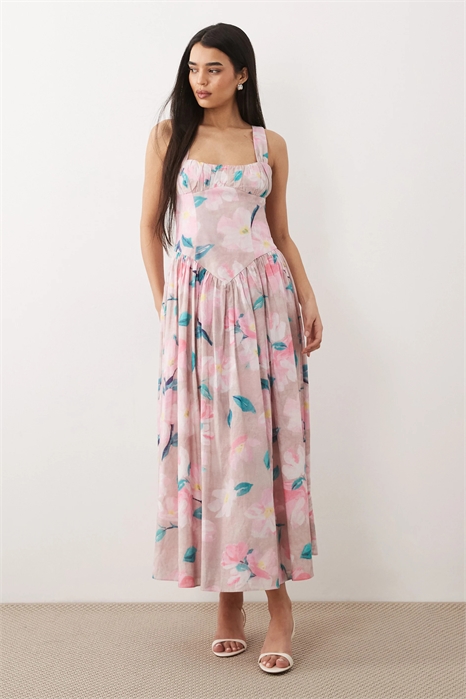 Платье средней длины с элементами корсета из хлопка Cartia артикул 153757159