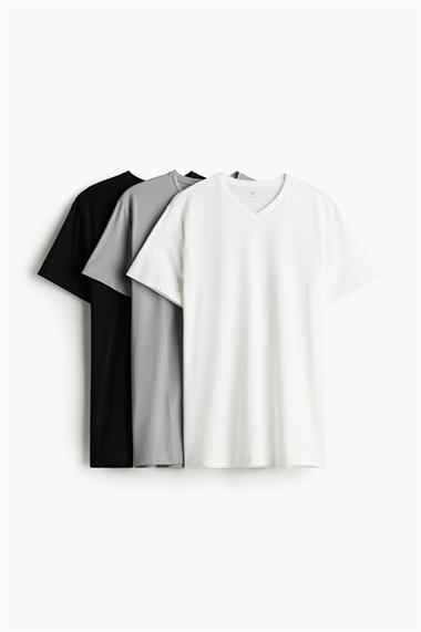 Комплект из 3 футболок с V-образным вырезом и облегающим кроем