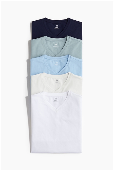 Комплект из 5 футболок с V-образным вырезом в облегающем крое