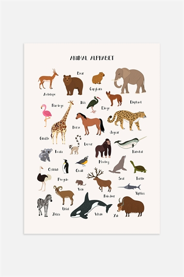 Плакат с алфавитом животных