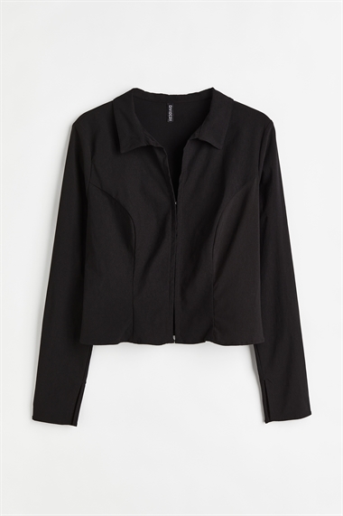 Блузка из саржи H&M+, обтягивающая фигуру