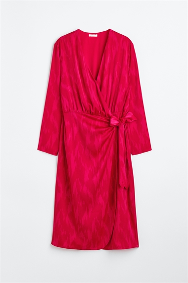 Атласное платье H&M+ с разрезом в виде обертки