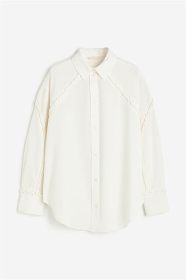 Блузка-рубашка из льняной смеси