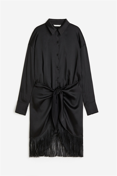 Платье-блузка с отделкой бахромой