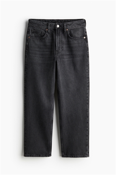 Прямые высокие обрезанные джинсы
