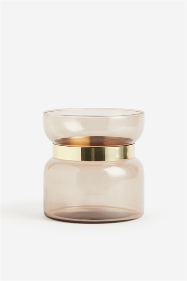 Стеклянная ваза с металлическими деталями