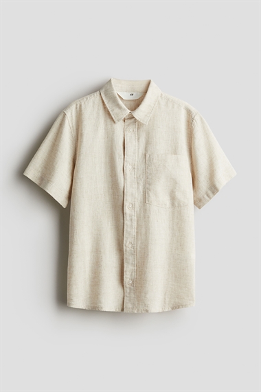 Рубашка с короткими рукавами из смеси льна и хлопка