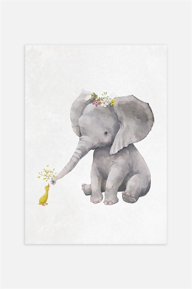 Плакат со слоном и уткой