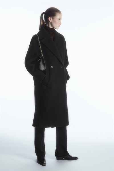 Двубортное шерстяное пальто больших размеров