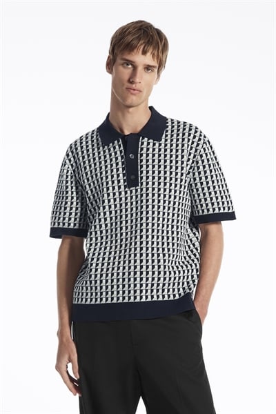 Рубашка-поло из жаккарда с геометрическим узором