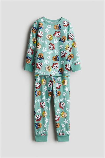 Пижама из хлопкового трикотажа с принтом
