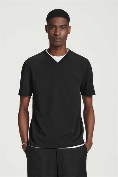 Футболка с V-образным вырезом из хлопка интерлок 1281752002